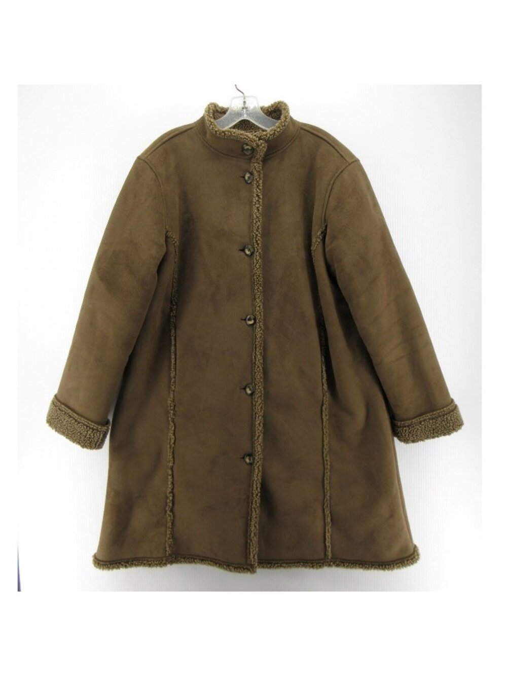LL Bean Jacket XL Faux Suede Sherpa Fleece Lined Button Up Classic